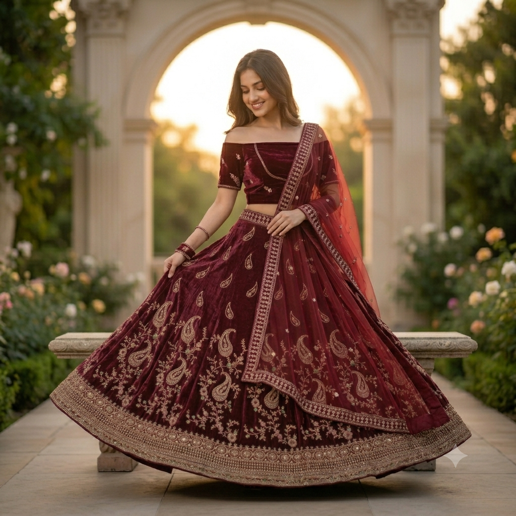 MAROON MAHARANI LEHENGA