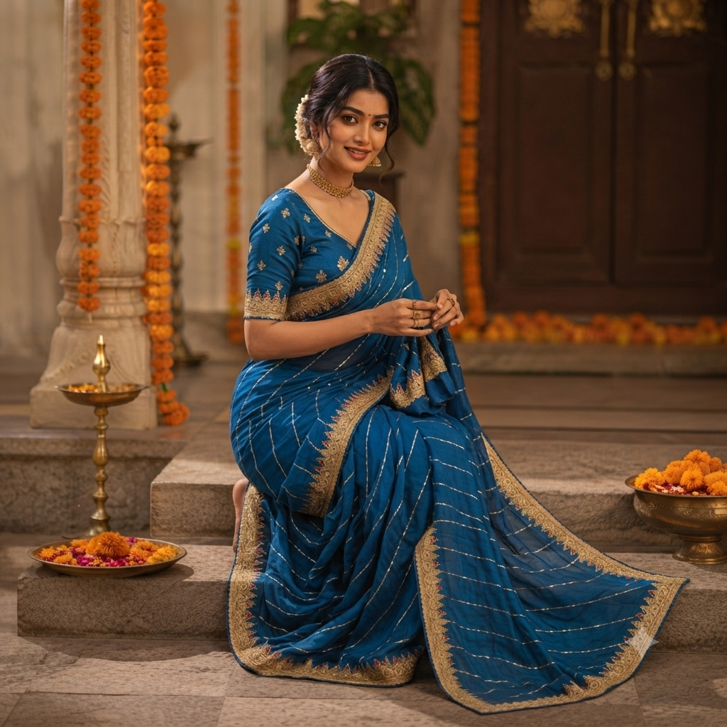 PEACOCK BLUE SAREE