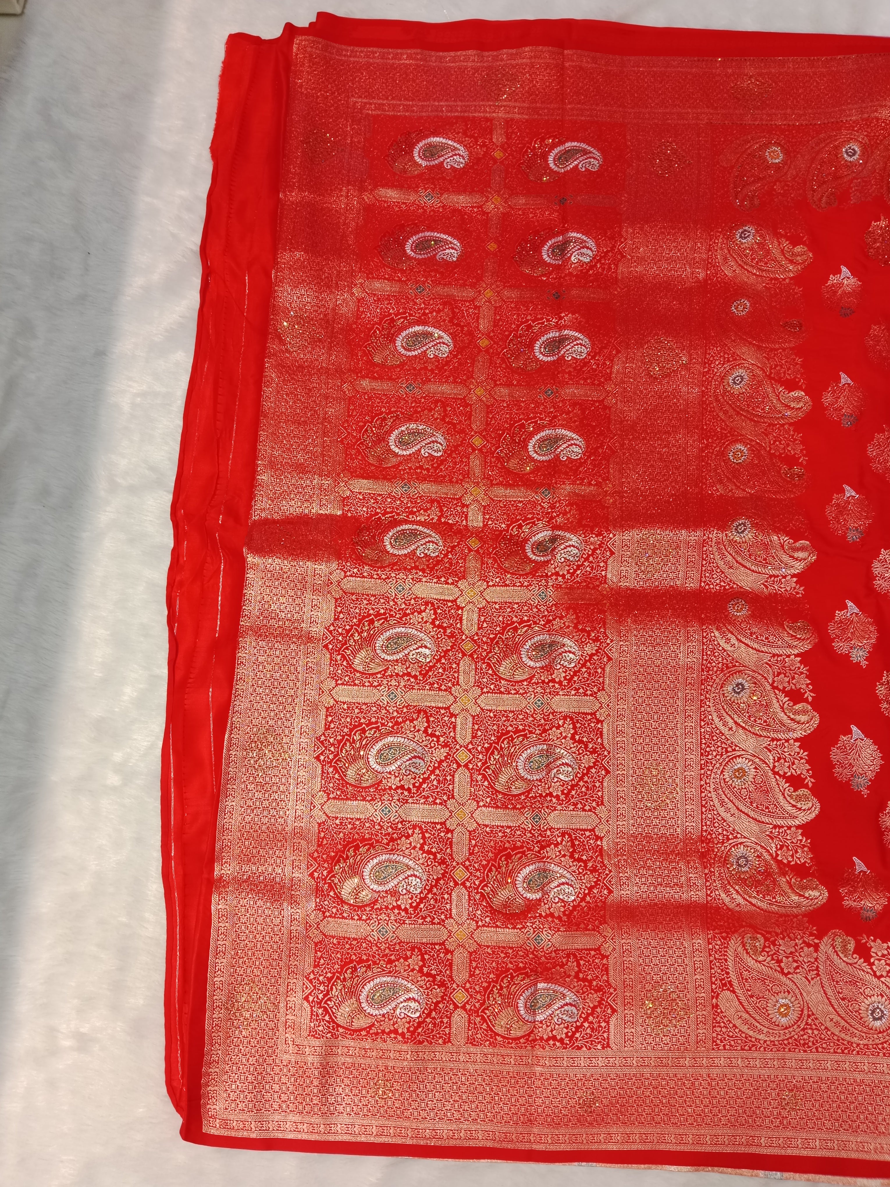TOMATO  RED BANARASI SILK SAREE