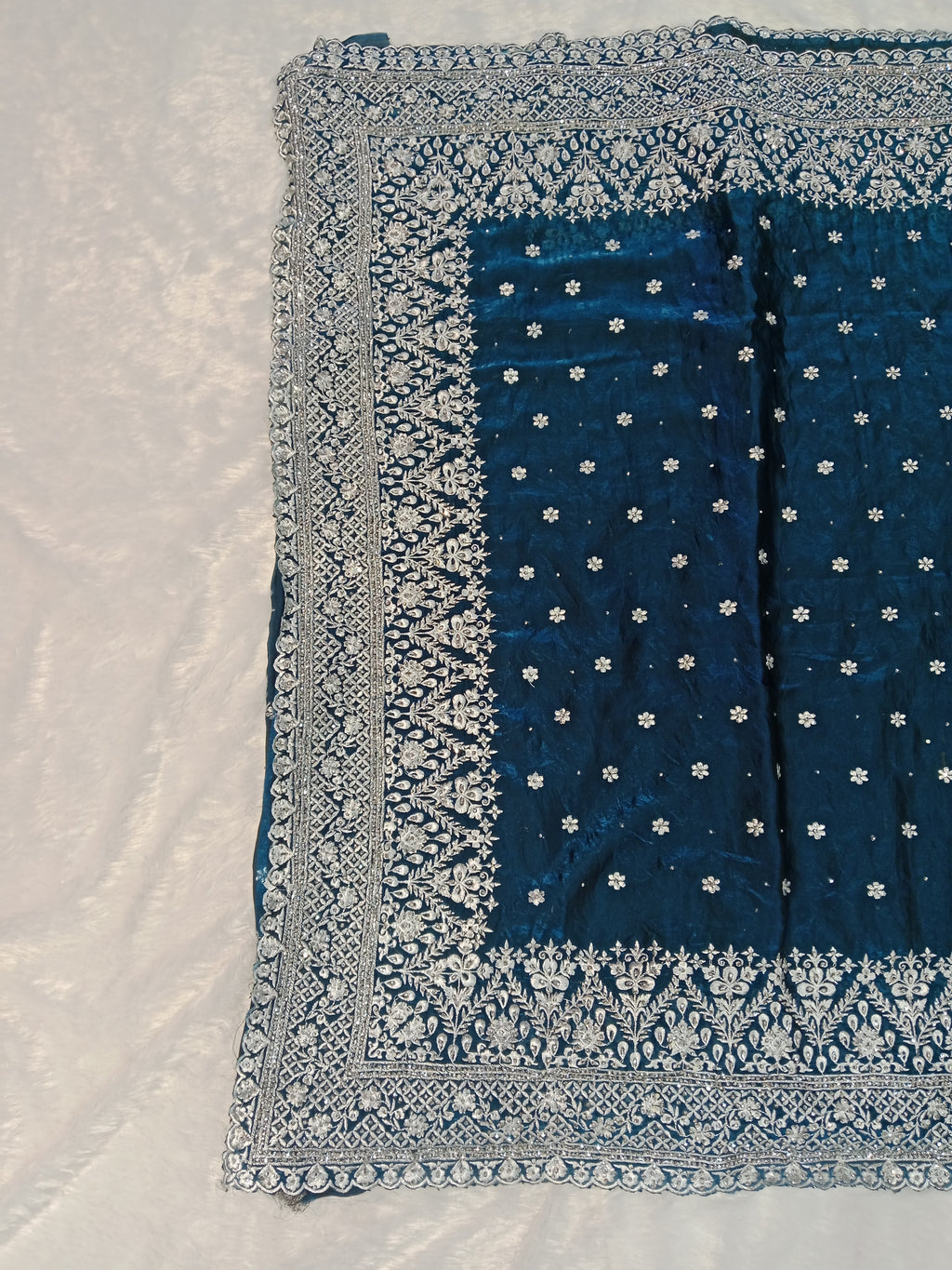 NAVY BLUE/PEACOCK BLUE GEORGETTE SAREE