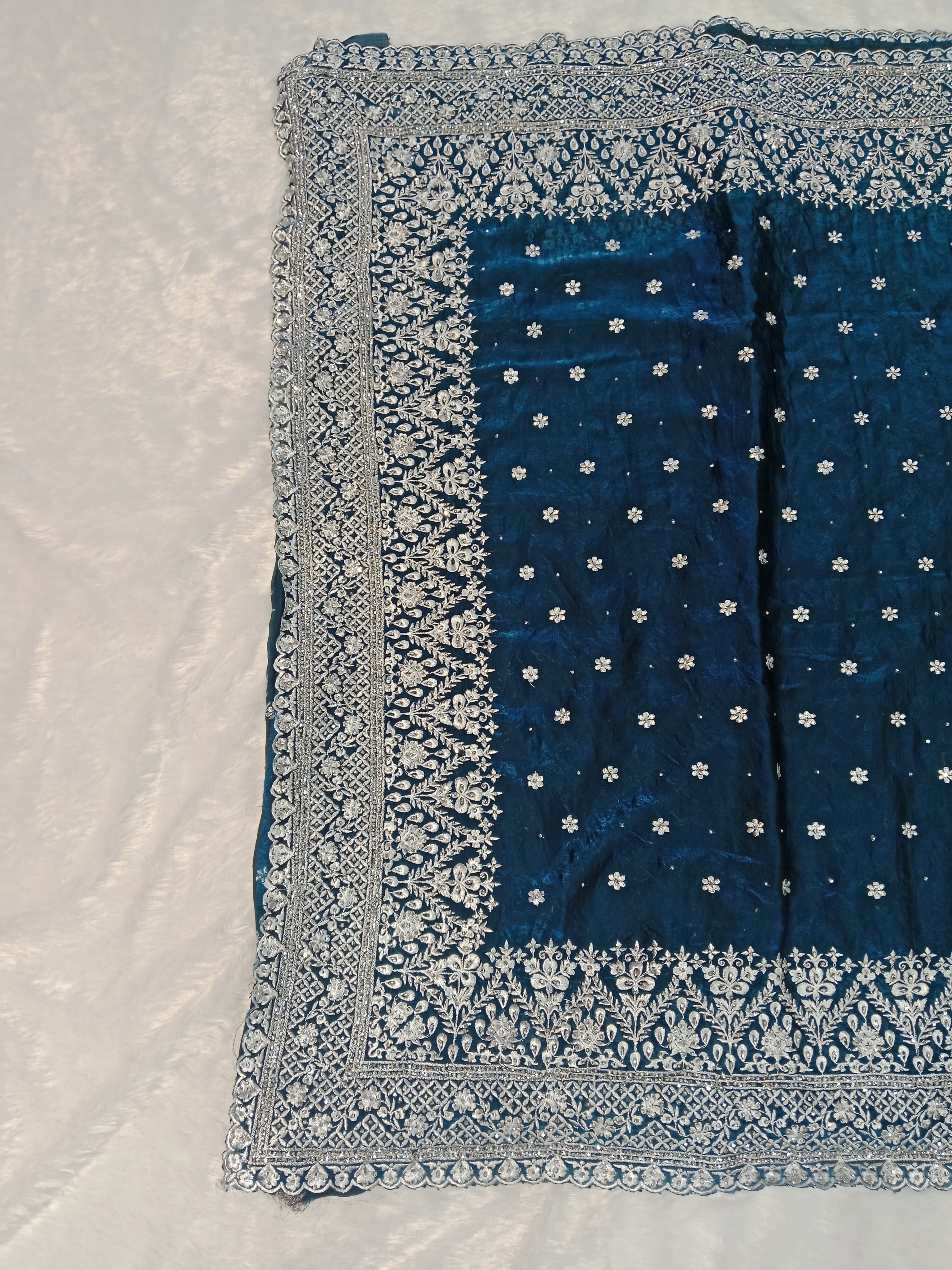 NAVY BLUE/PEACOCK BLUE GEORGETTE SAREE