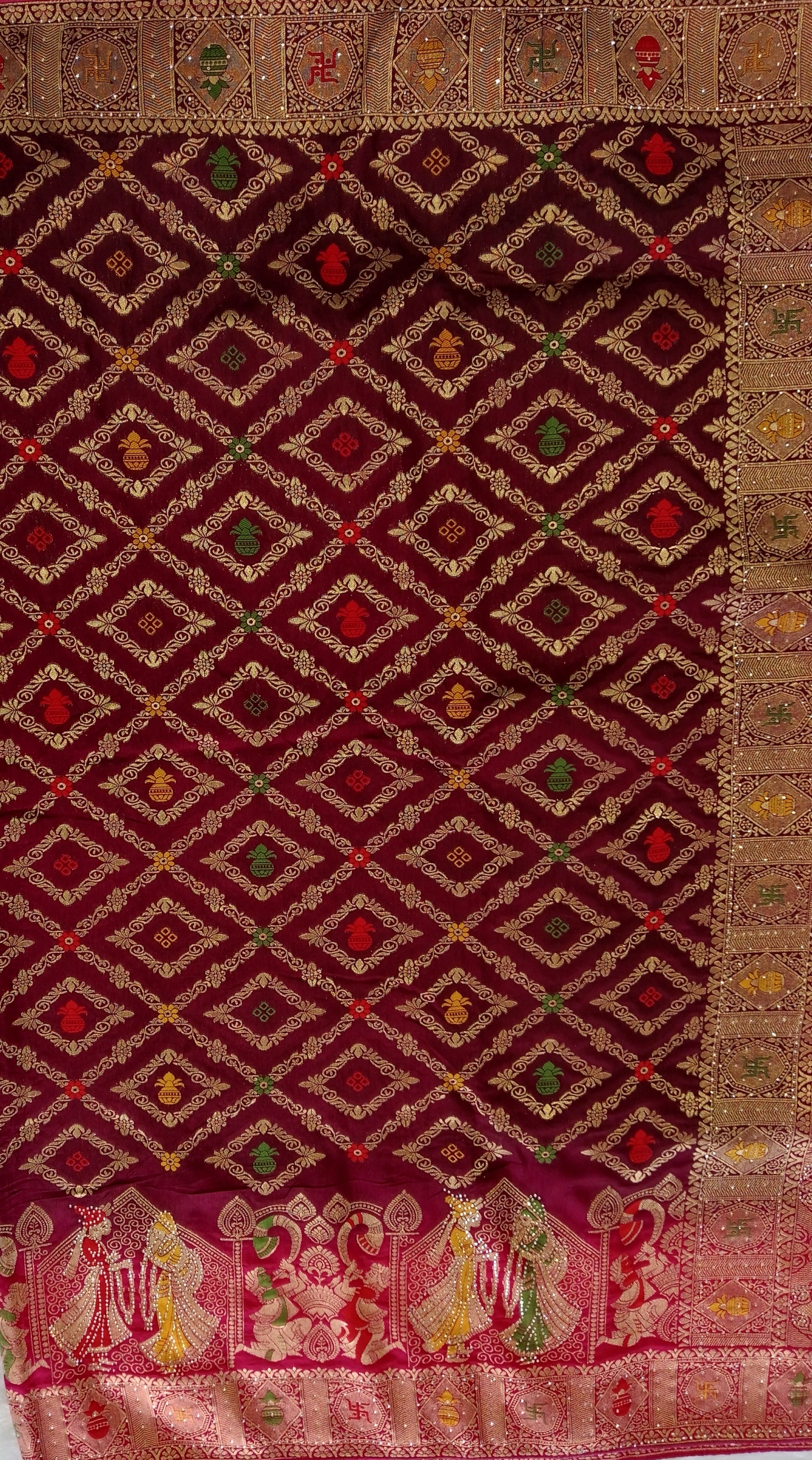 MAROON BANDHANI BANARASI SILK SAREE