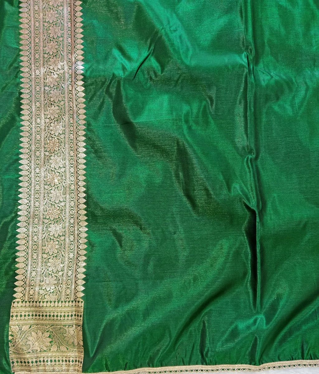BAINGANI PURPLE EMERALD GREEN KANCHIPURAM SILK SAREE