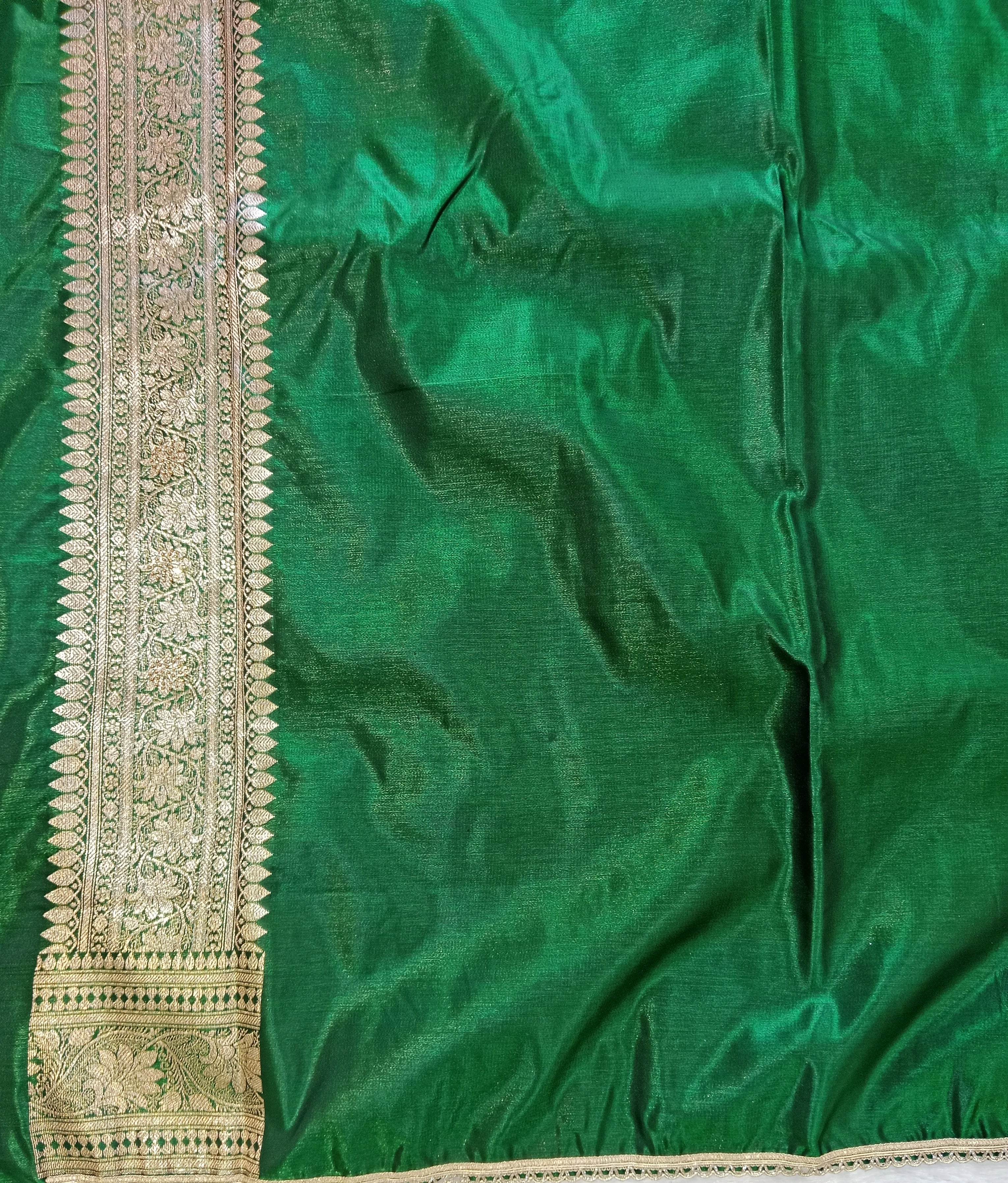 BAINGANI PURPLE EMERALD GREEN KANCHIPURAM SILK SAREE