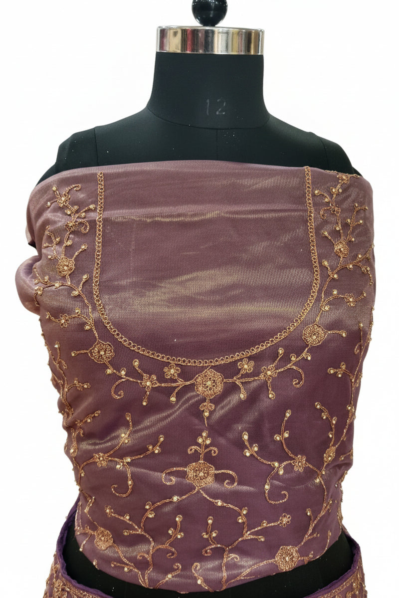 MAUVE LEHENGA WITH ROSE - GOLD EMBROIDERY