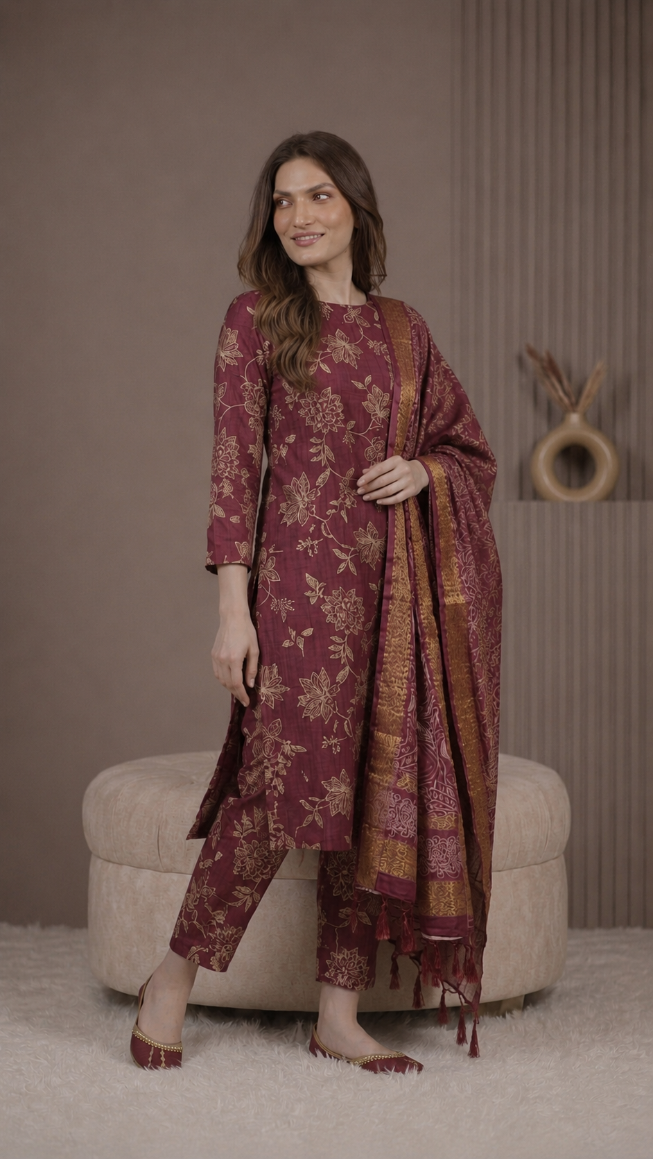 REACH MAROON KURTI SET