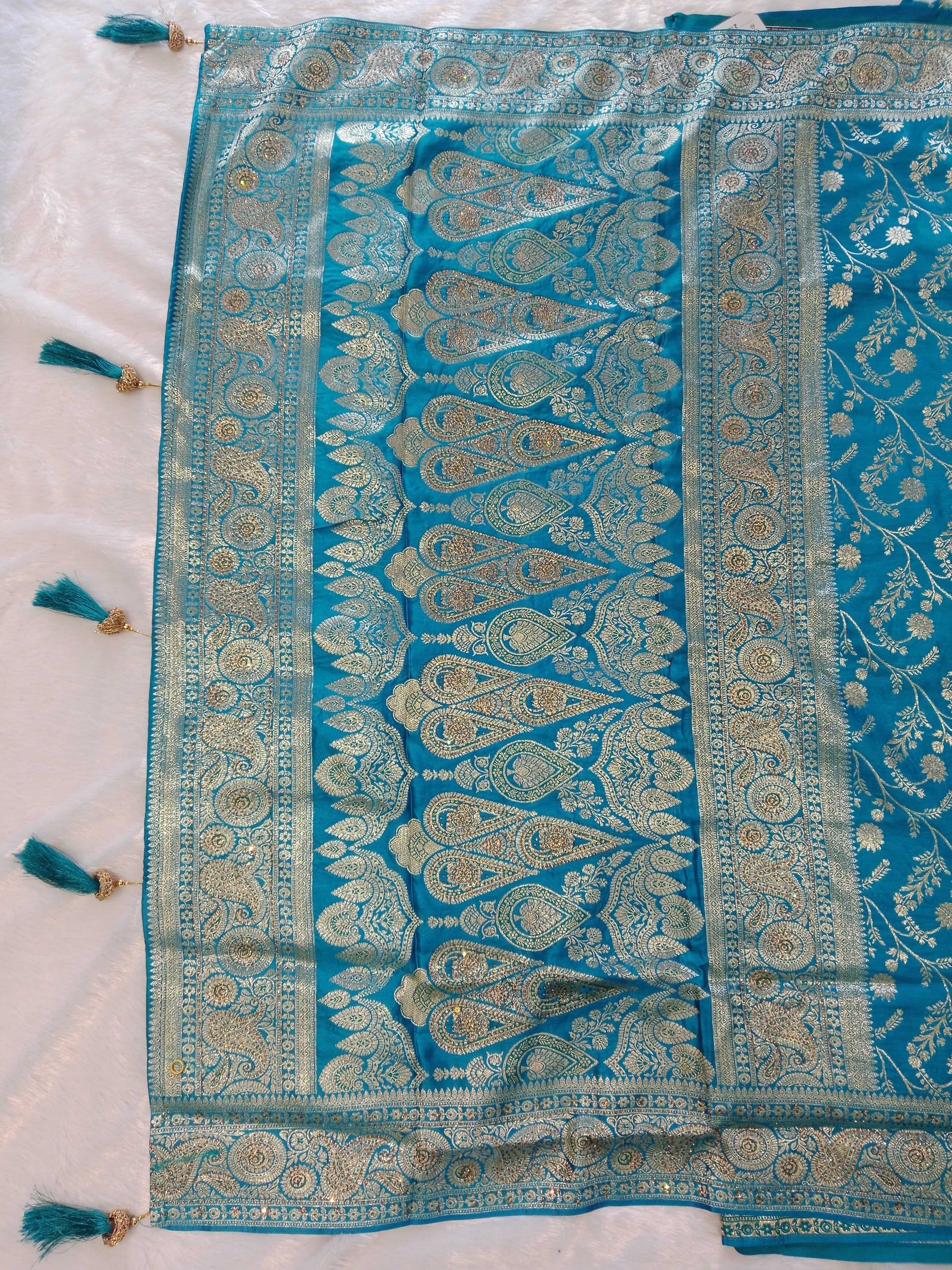 FIROZI BLUE  GOLD BANARASI SILK SAREE