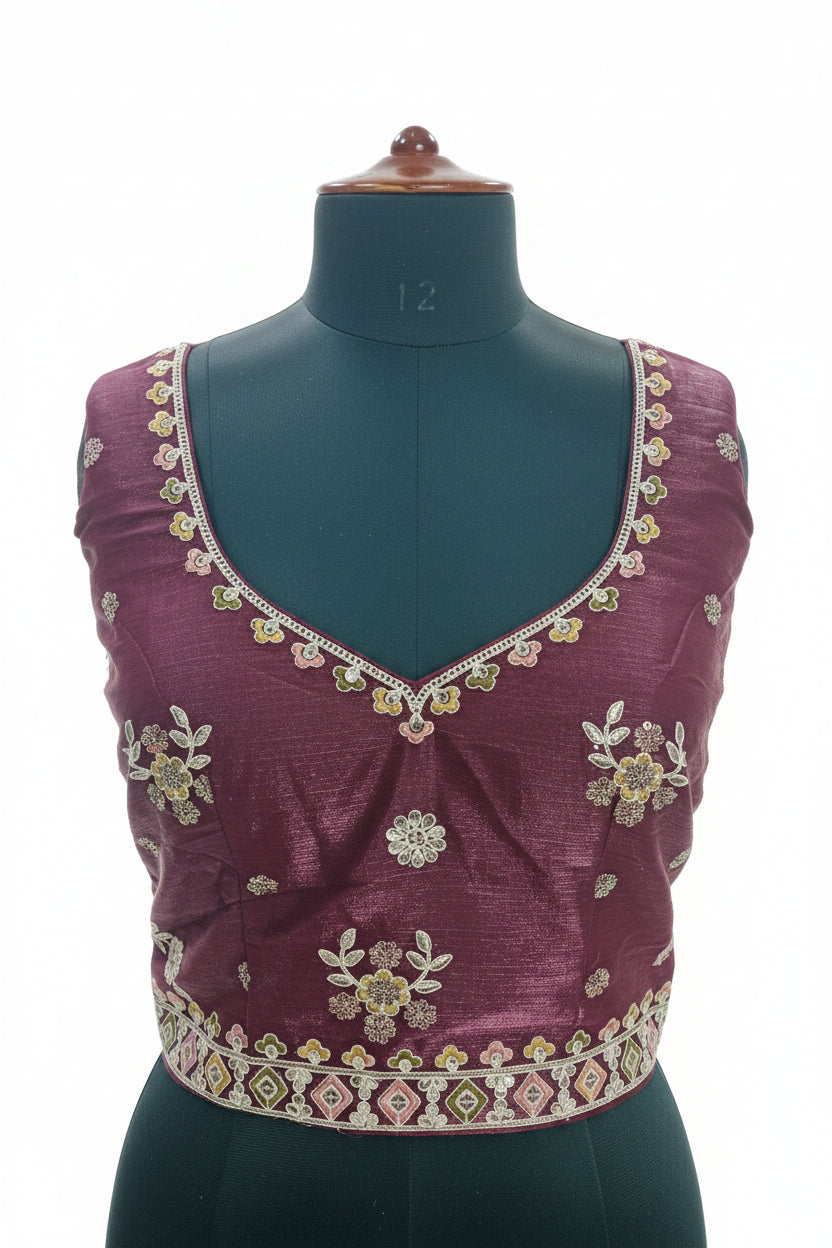 WINE MAROON LEHENGA WITH SILVER GOLD