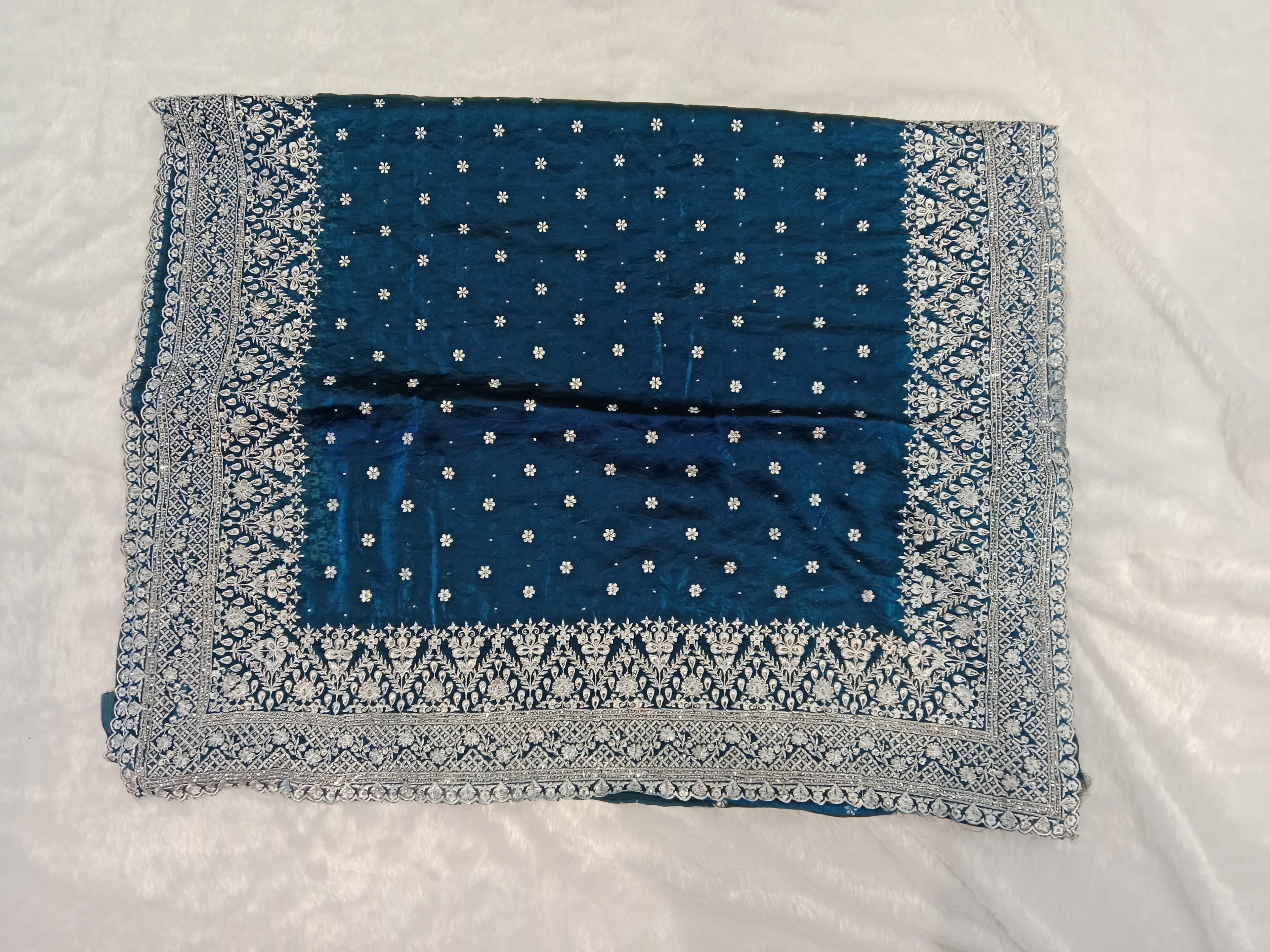 NAVY BLUE/PEACOCK BLUE GEORGETTE SAREE