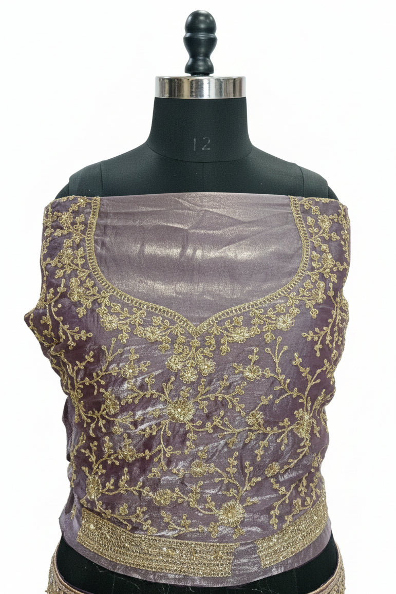 DUSTY LAVENDER LEHENGA WITH GOLD SCALLOP EMBROIDERY