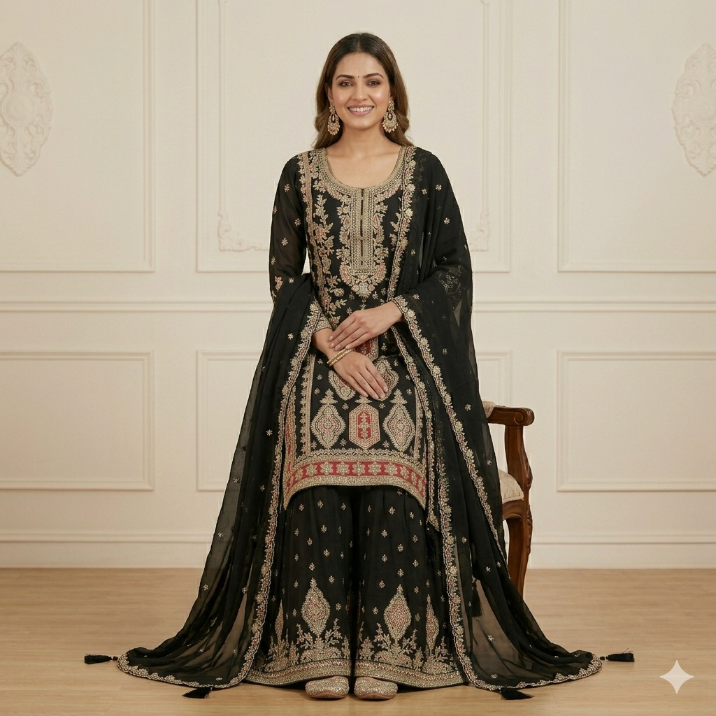 BLACK AND GOLD RUBY SHARARA