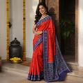 BRIGHT ORANGE SAMBALPURI HANDLOOM COTTON SAREE