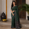 EMERALD GREEN BANDHANI PRINT SAMBALPURI HANDLOOM COTTON SAREE