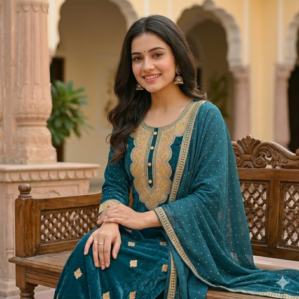 PEACOCK BLUE KANAK SHARARA