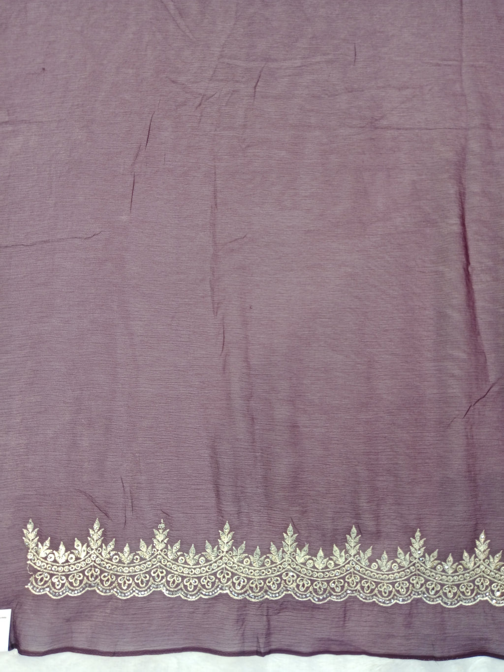 PLUM GEORGETTE SAREE WITH SILVER ZARI