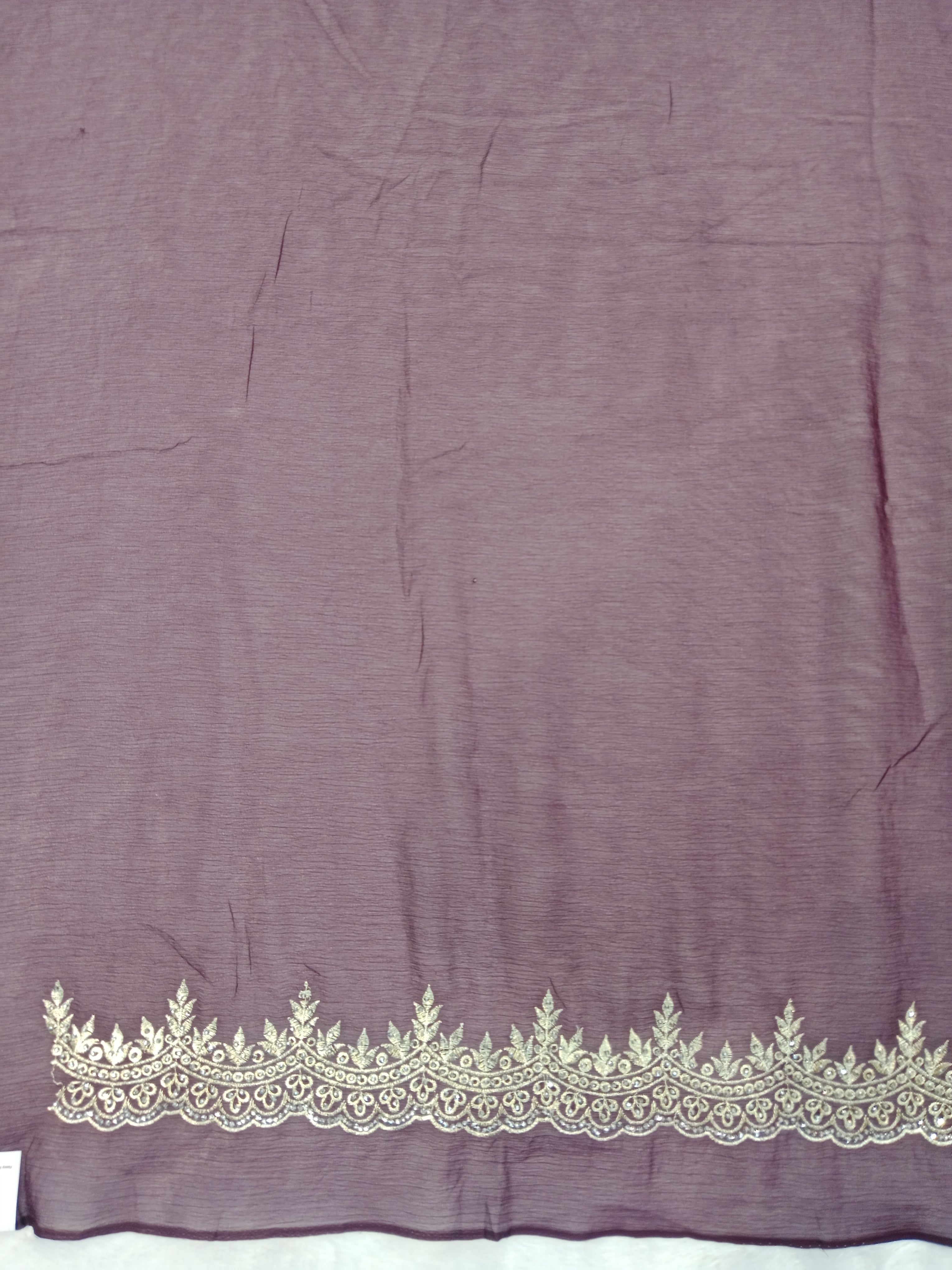 PLUM GEORGETTE SAREE WITH SILVER ZARI