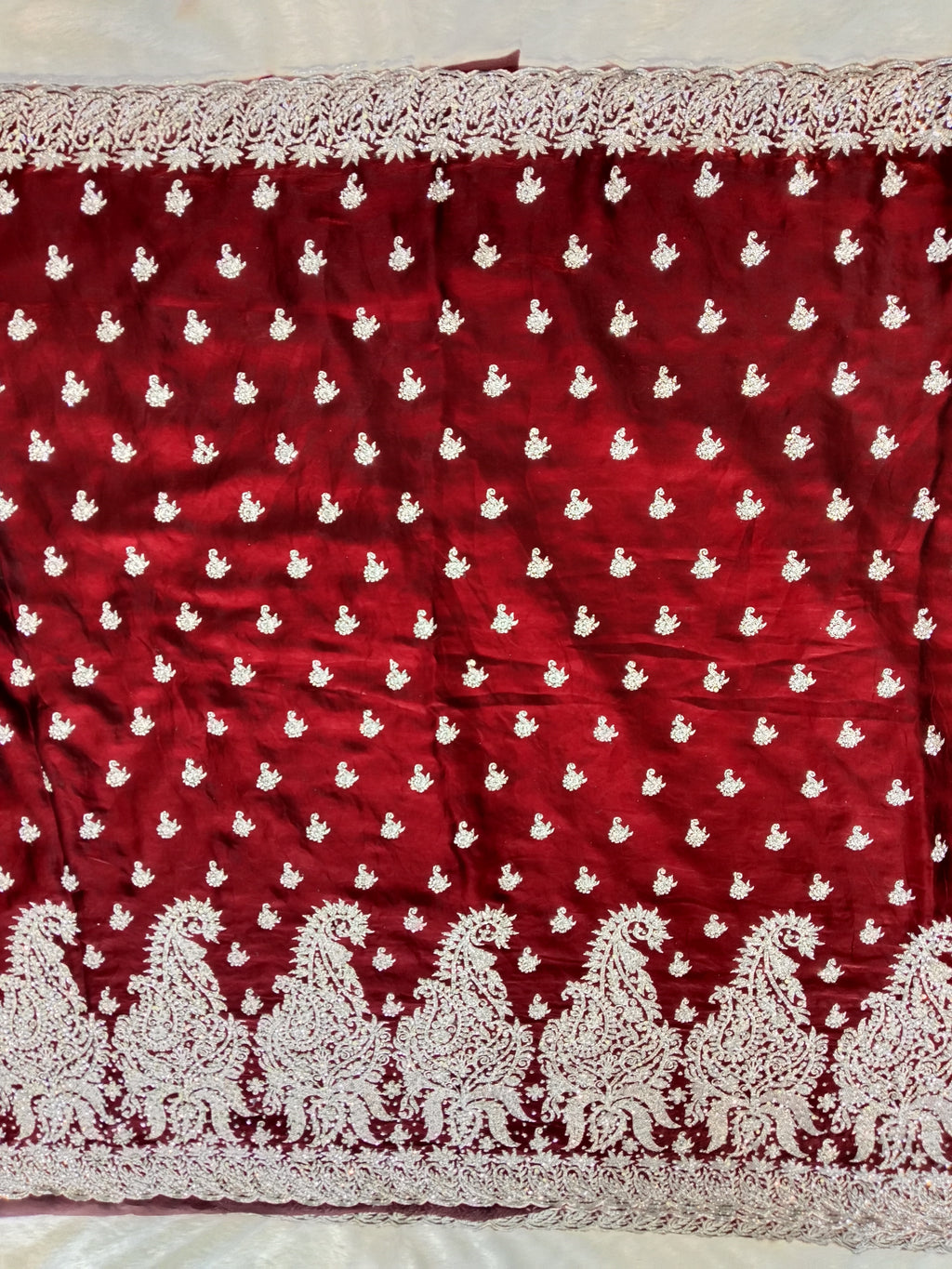 MAROON EMBROIDERED SAREE