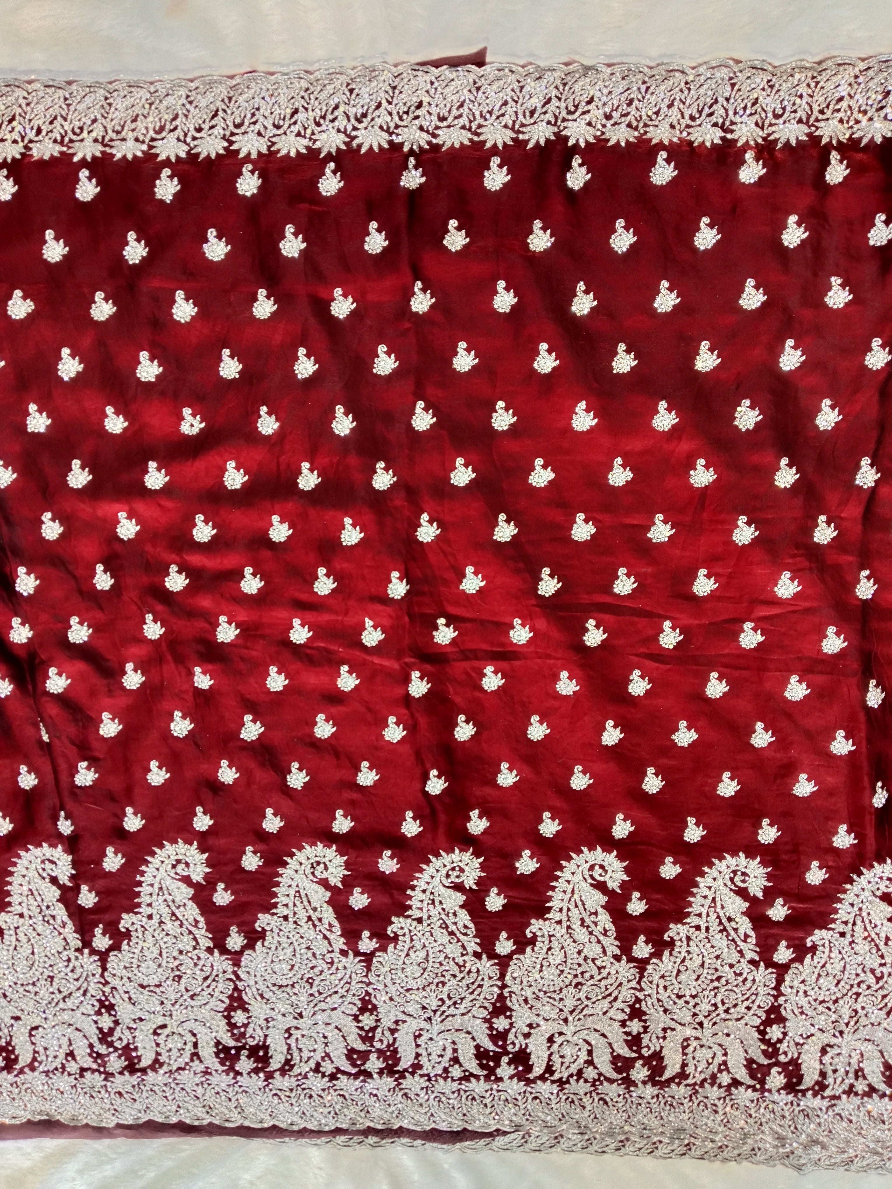 MAROON EMBROIDERED SAREE