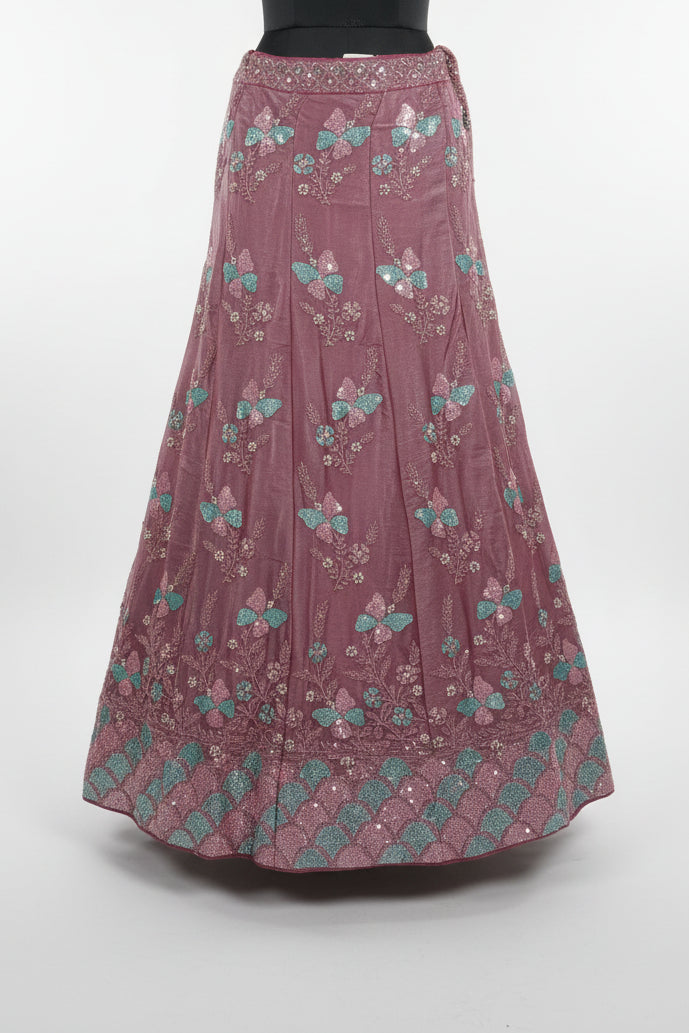 MAUVE STRAPLESS LEHENGA