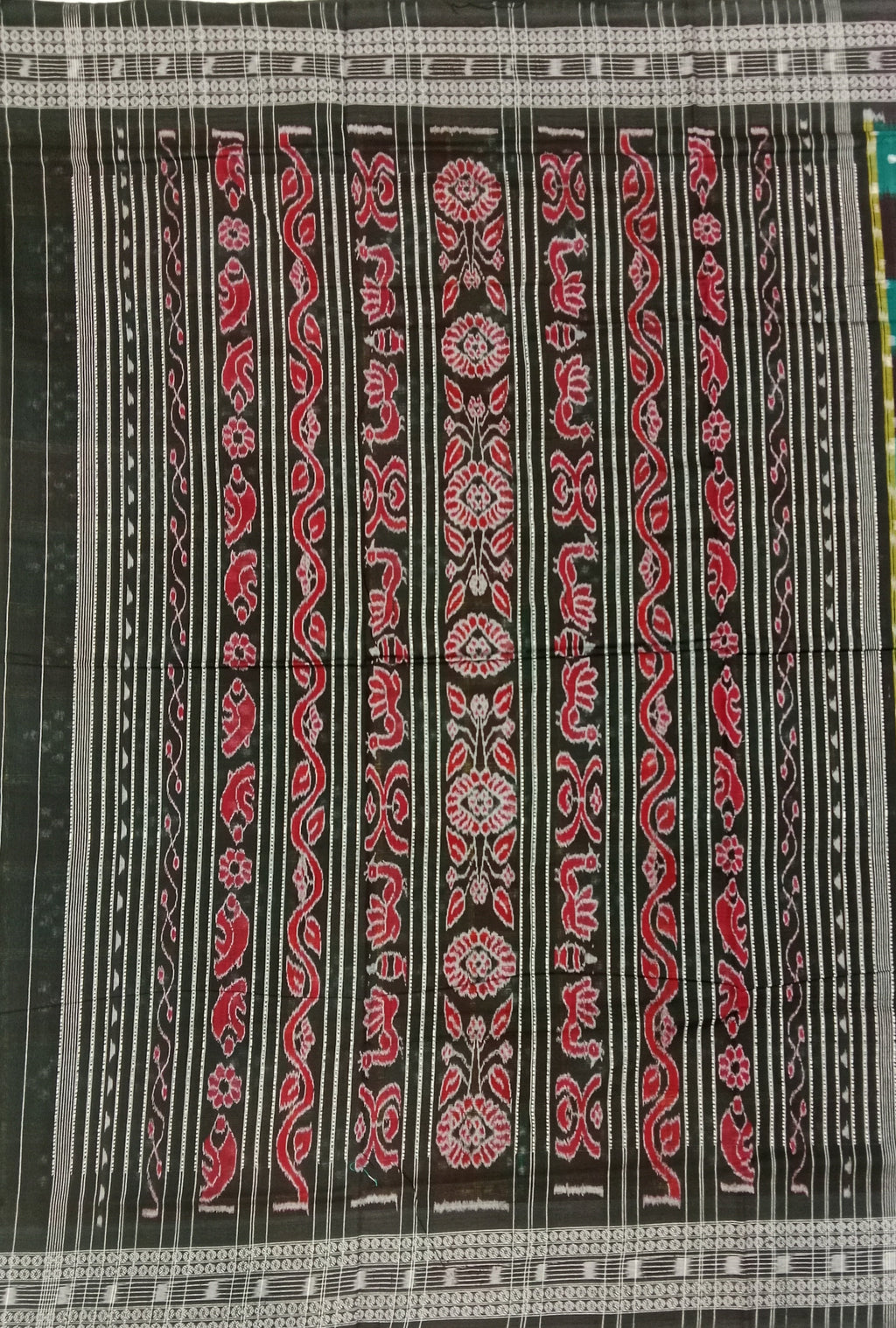 EMERALD GREEN BANDHANI PRINT SAMBALPURI HANDLOOM COTTON SAREE