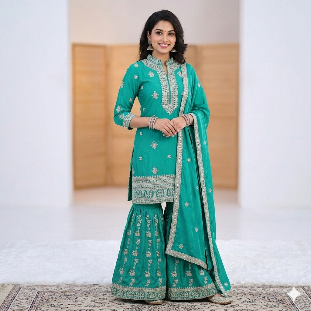 SEA GREEN MAJETY SHARARA