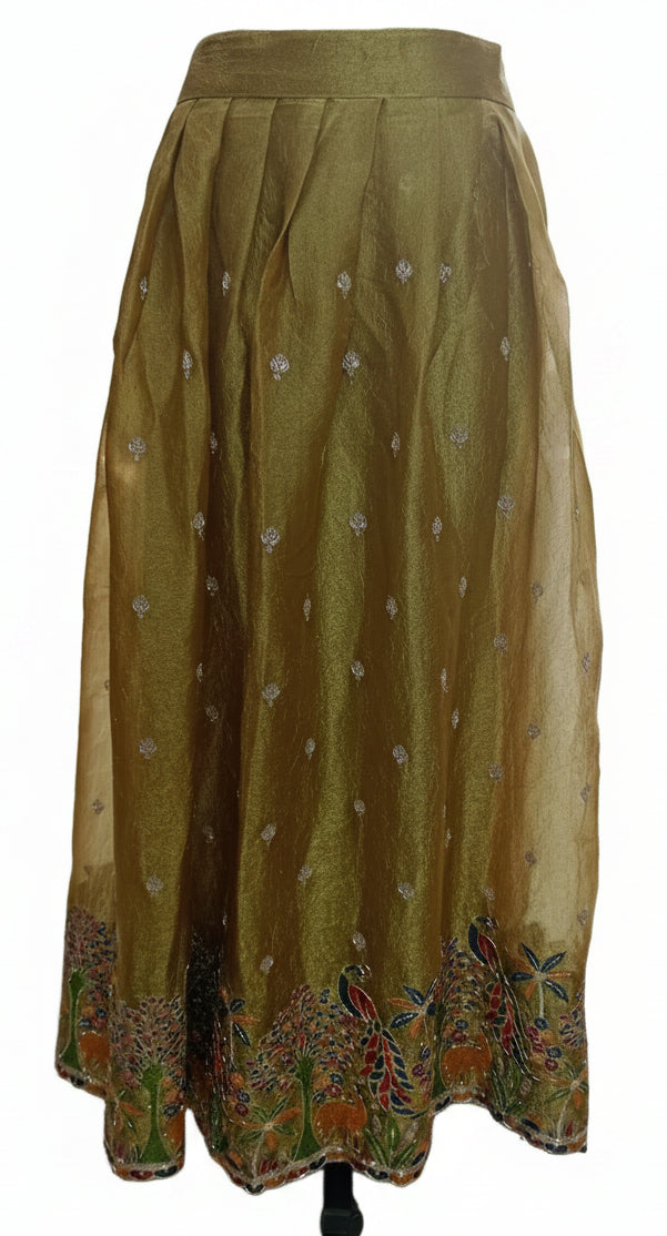 MUSTARD YELLOW  LEHENGA WITH THE COLOUR PARROT TREE EMBROIDERY