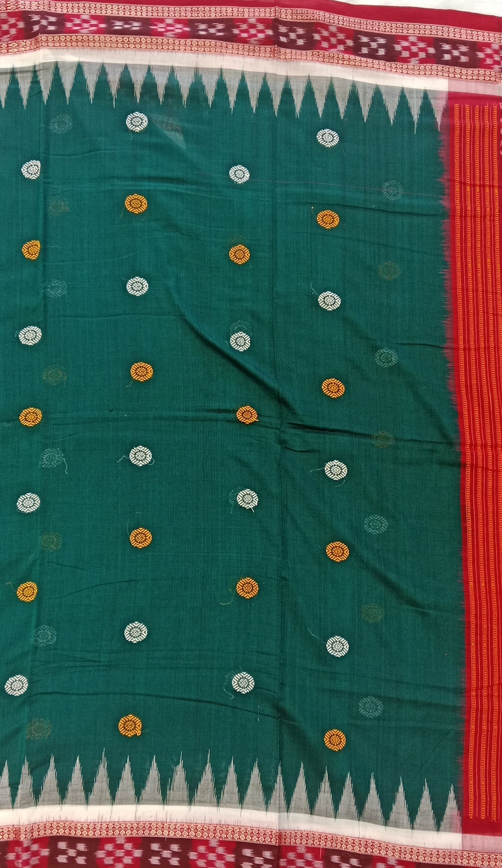BOTTLE GREEN SAMBALPURI HANDLOOM COTTON SAREE