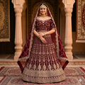 MAROON VELVET GULMOHAR LEHENGA