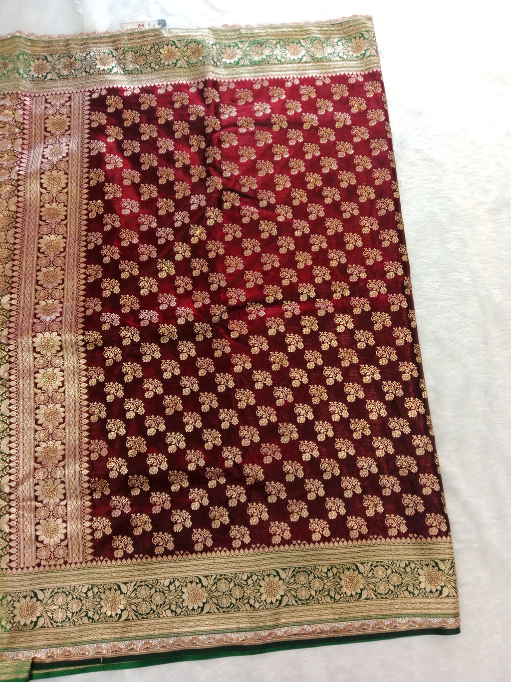 MAROON EMERALD GREEN BANARASI SILK SAREE