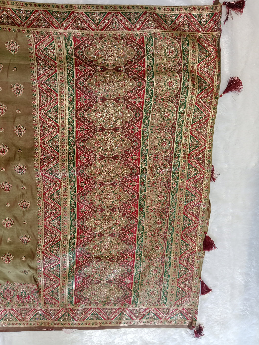 TAUPE MULTICOLOUR BANARASI SILK SAREE