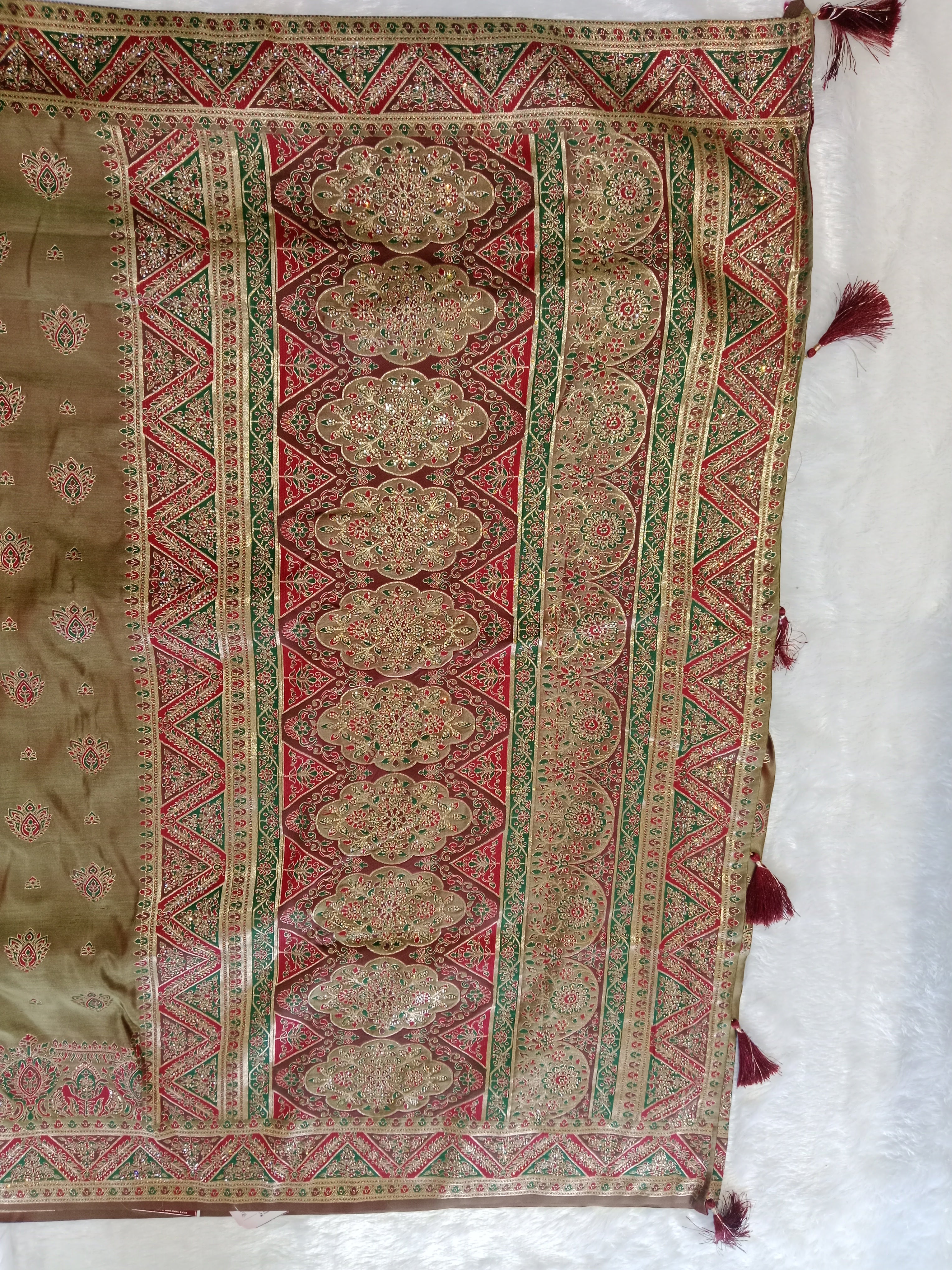 TAUPE MULTICOLOUR BANARASI SILK SAREE