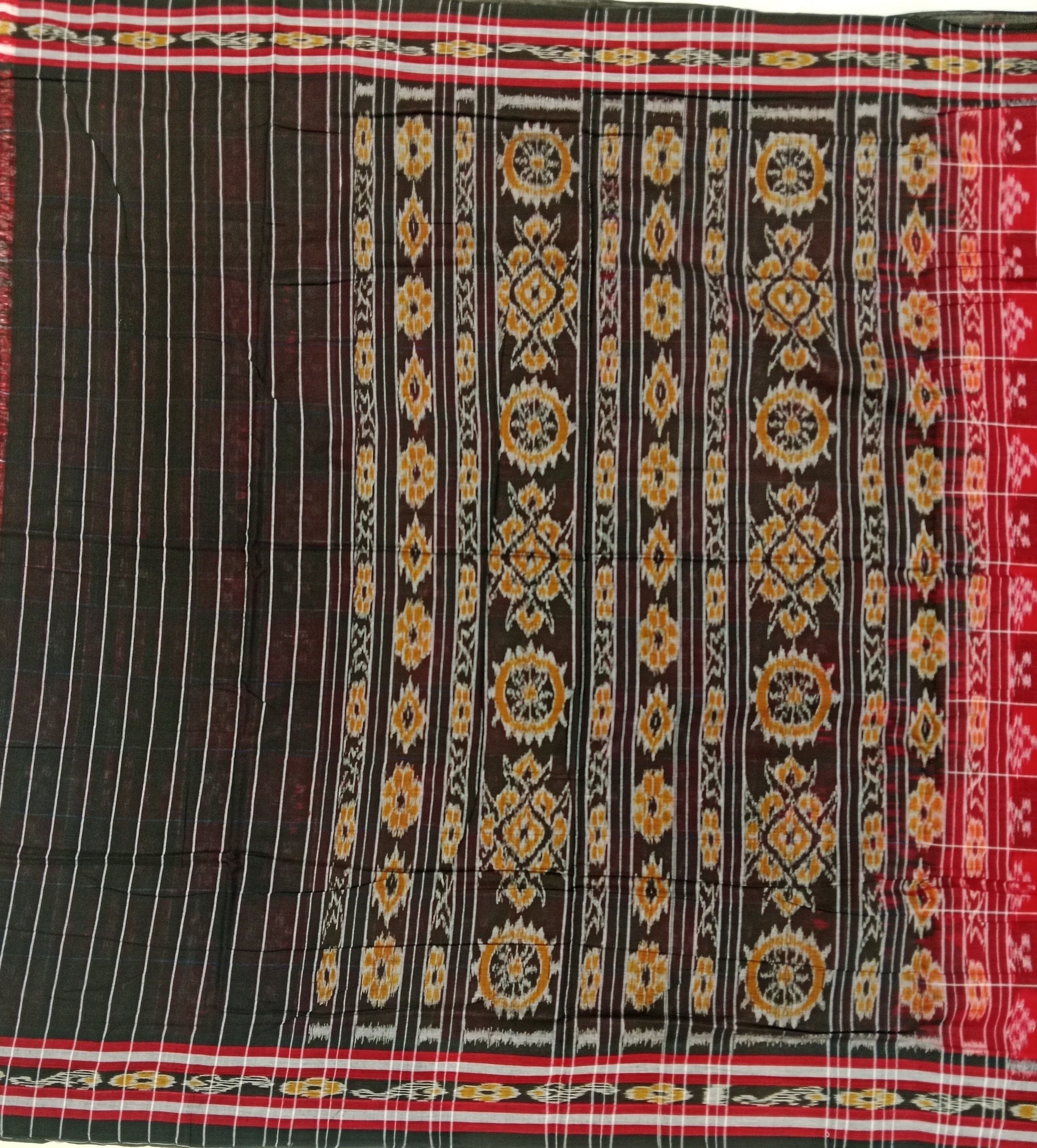 BRIGHT RED SAMBALPURI HANDLOOM COTTON SAREE