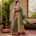 FOREST GREEN BANARASI SILK SAREE
