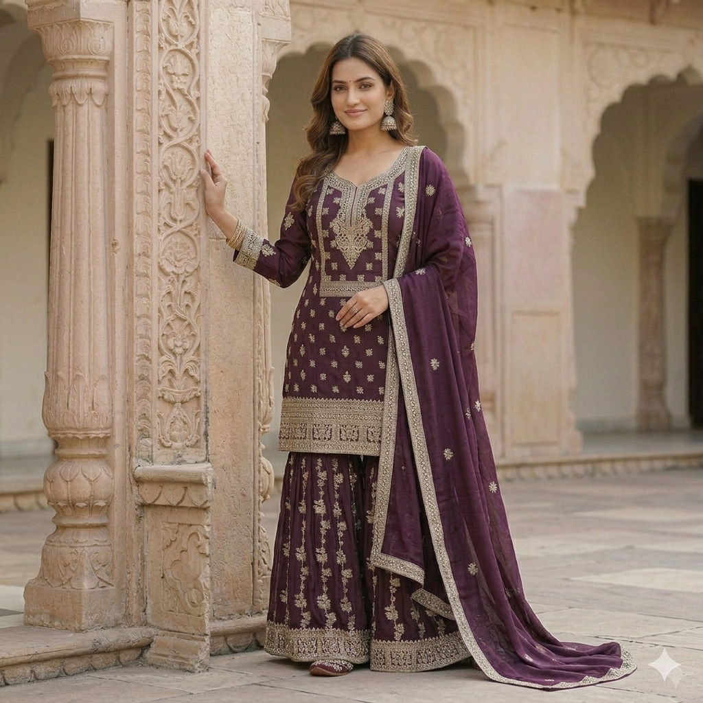 DEEP WINE JEWEL SHARARA