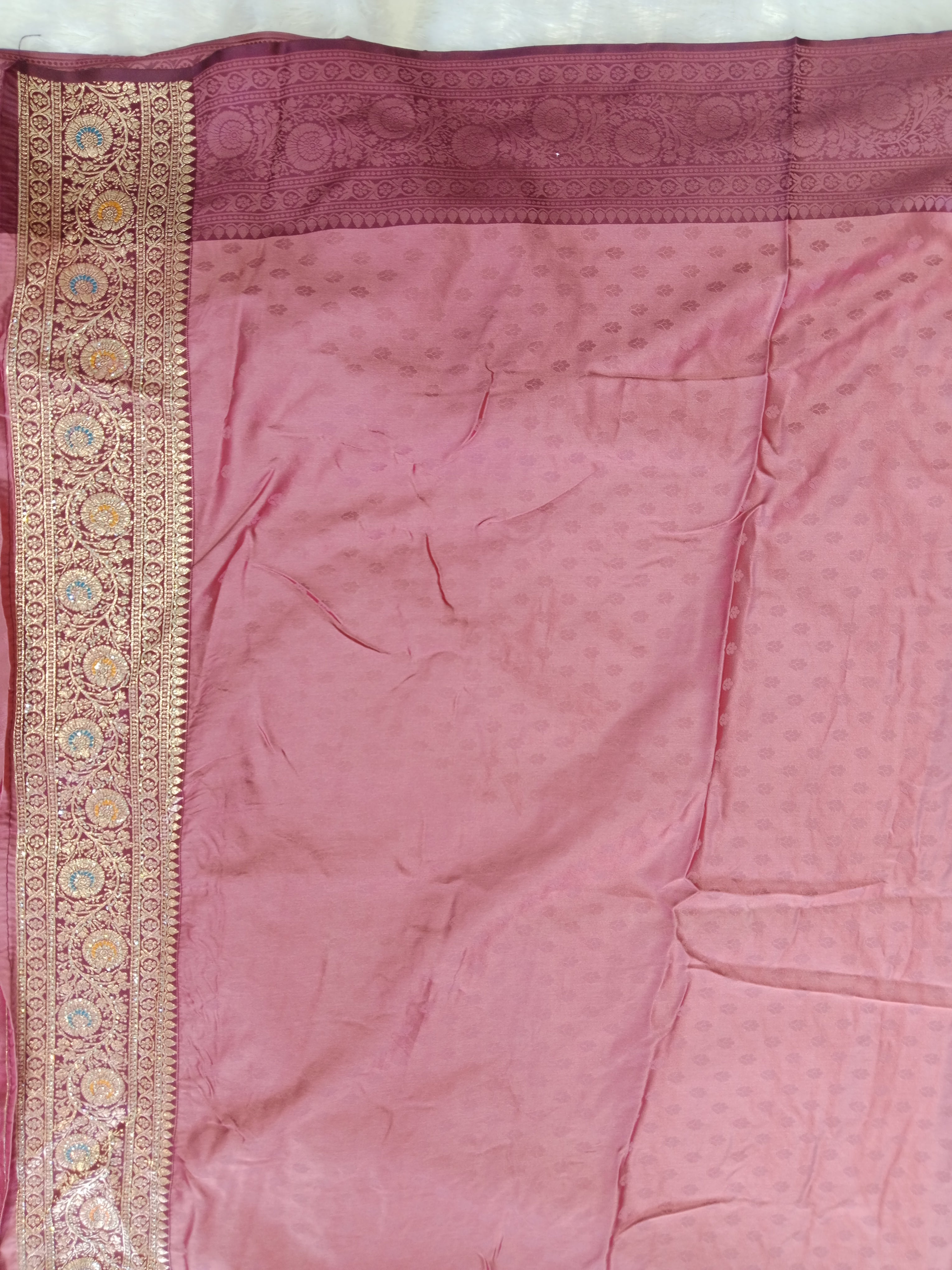 DUSTY ROSE GOLD BANARASI SILK SAREE