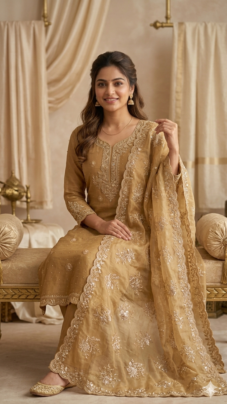 GOLDEN BRIDGE EMBROIDERED DRESS MATERIAL
