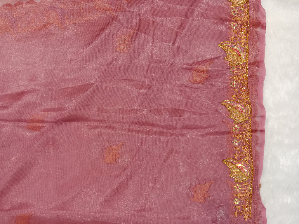 DUSTY MAUVE / ONION PINK GEORGETTE SAREE