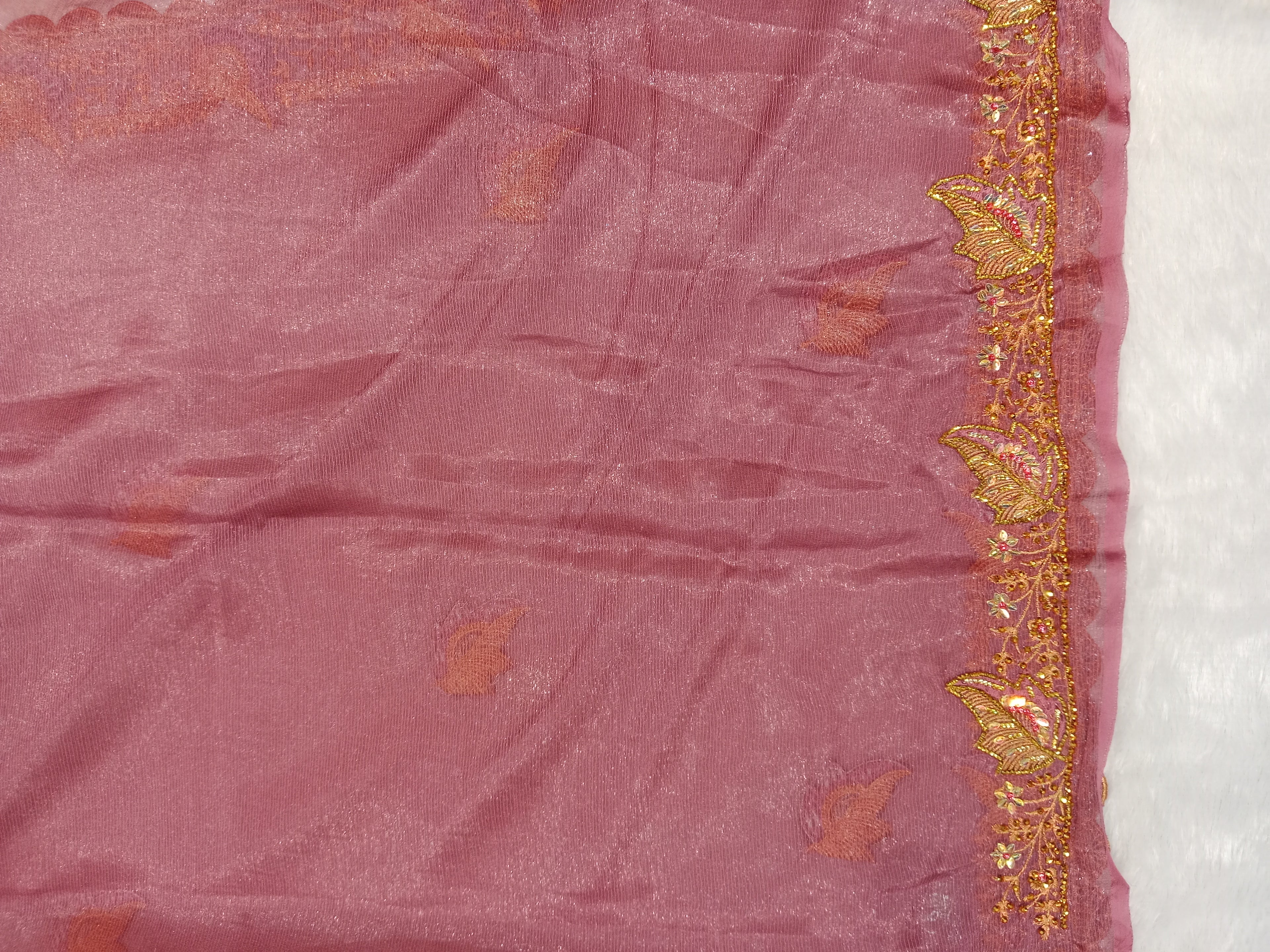 DUSTY MAUVE / ONION PINK GEORGETTE SAREE