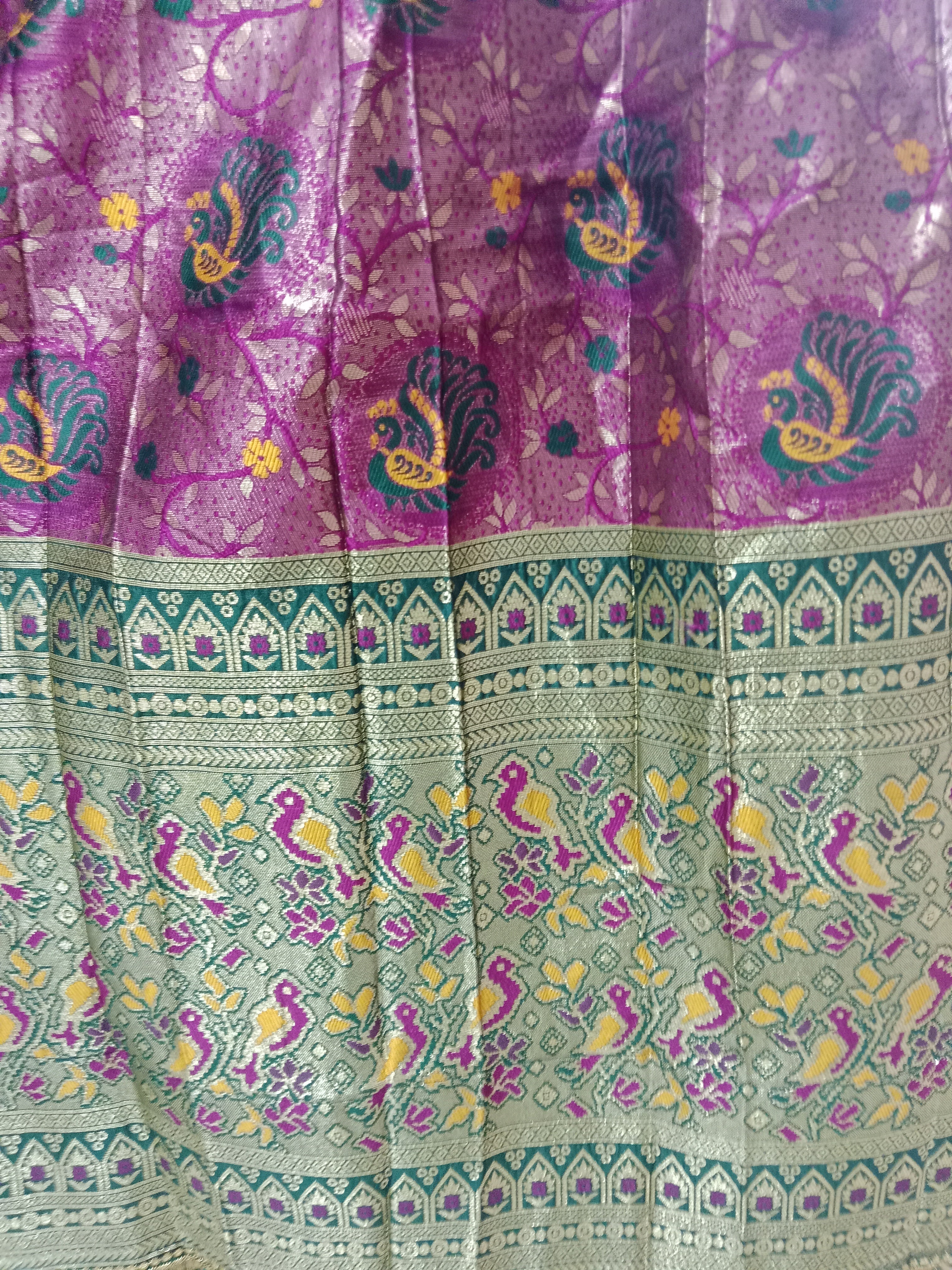 DEEP WINE LEHENGA WITH PEACOCK+ PAISLEY BUTI WORK+ THAT RICH OLIVE GREEN BORDER