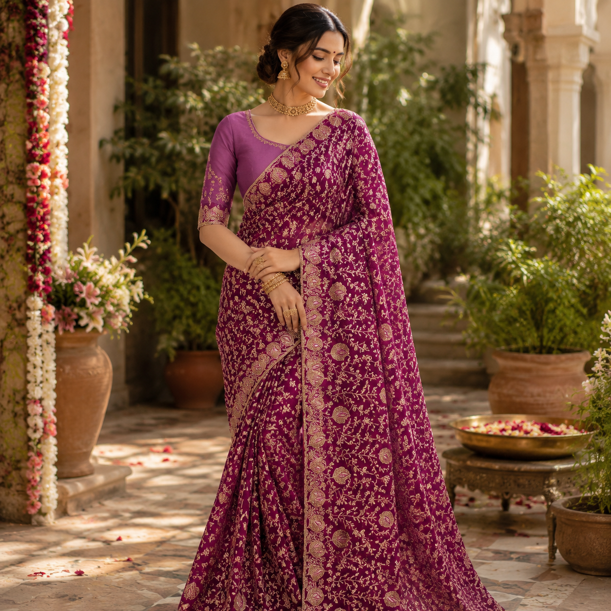 WINE-MAGENTA SAREE