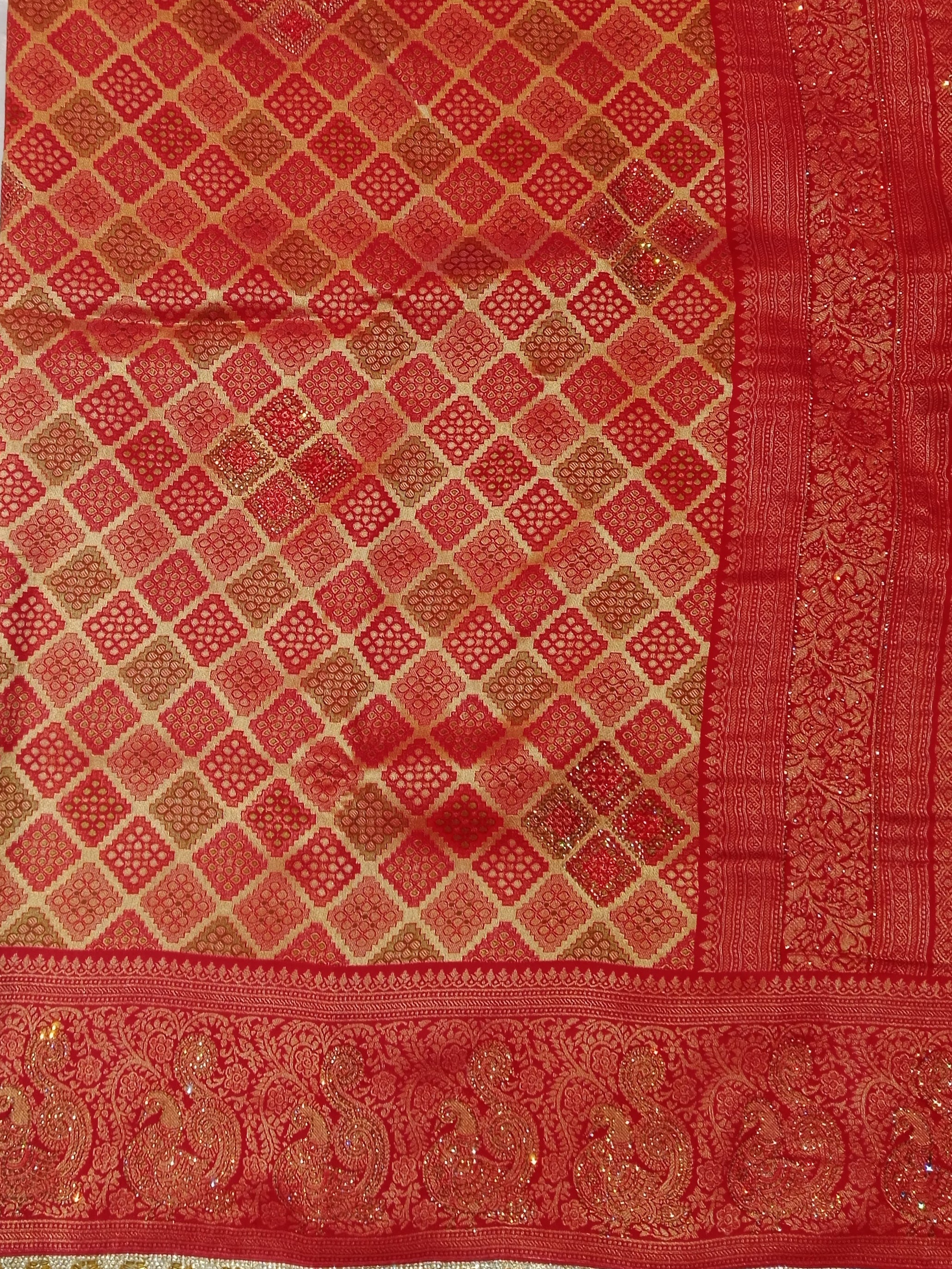 CLASSIC RED BANARASI SILK SAREE WITH GOLD ZARI