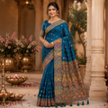PEACOCK BLUE MULTICOLOUR BANARASI SILK SAREE