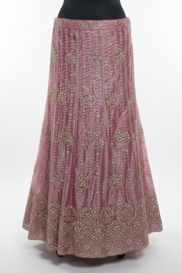 DUSTY PINK VELVET LEHENGA WITH SILVER SEQUIN WORK