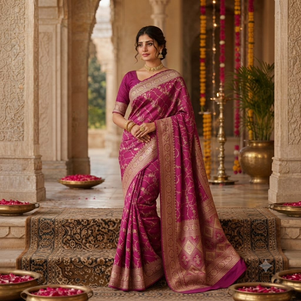 MAGENTA BANARASI SILK SAREE