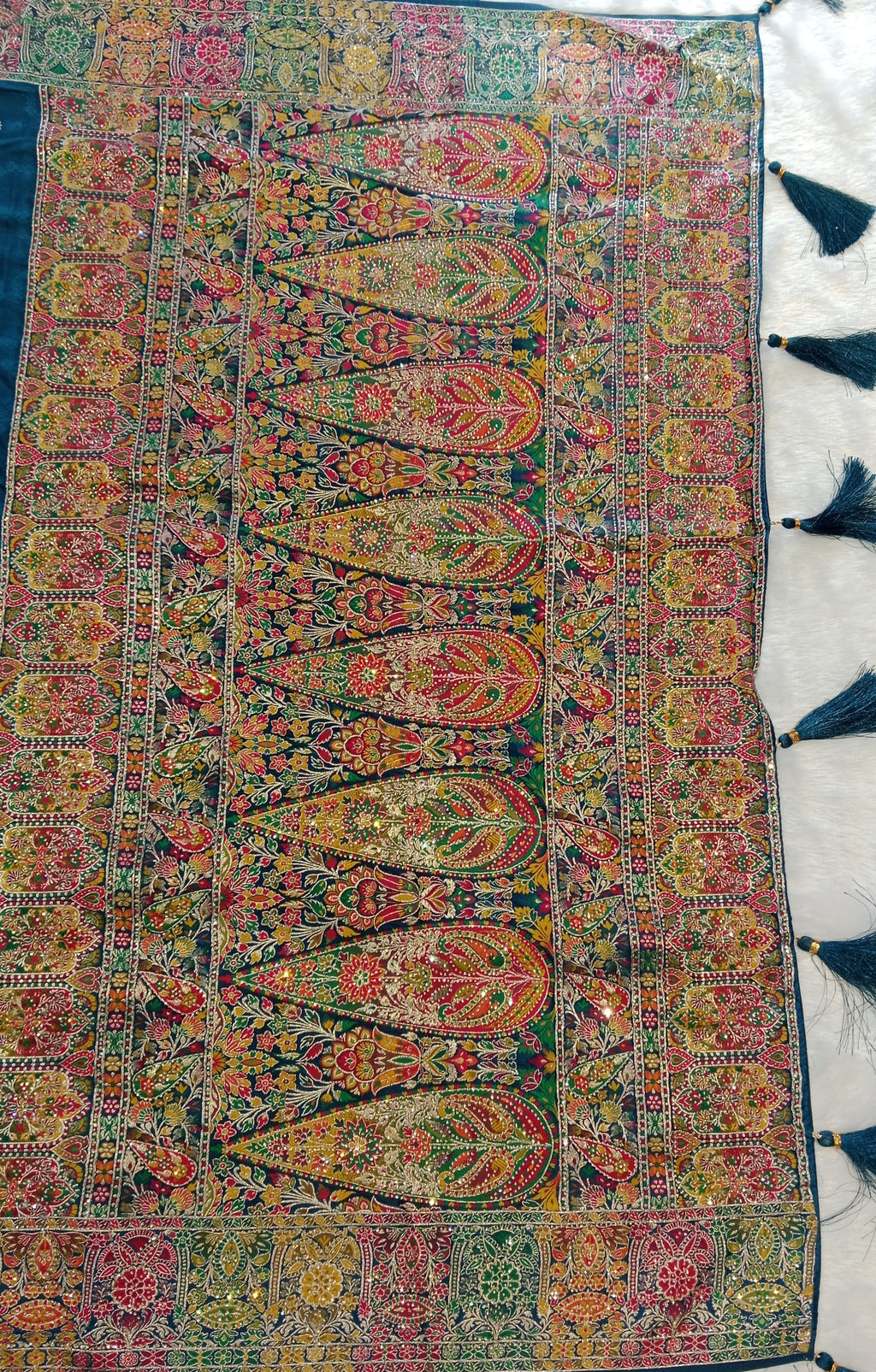 PEACOCK BLUE MULTICOLOUR BANARASI SILK SAREE