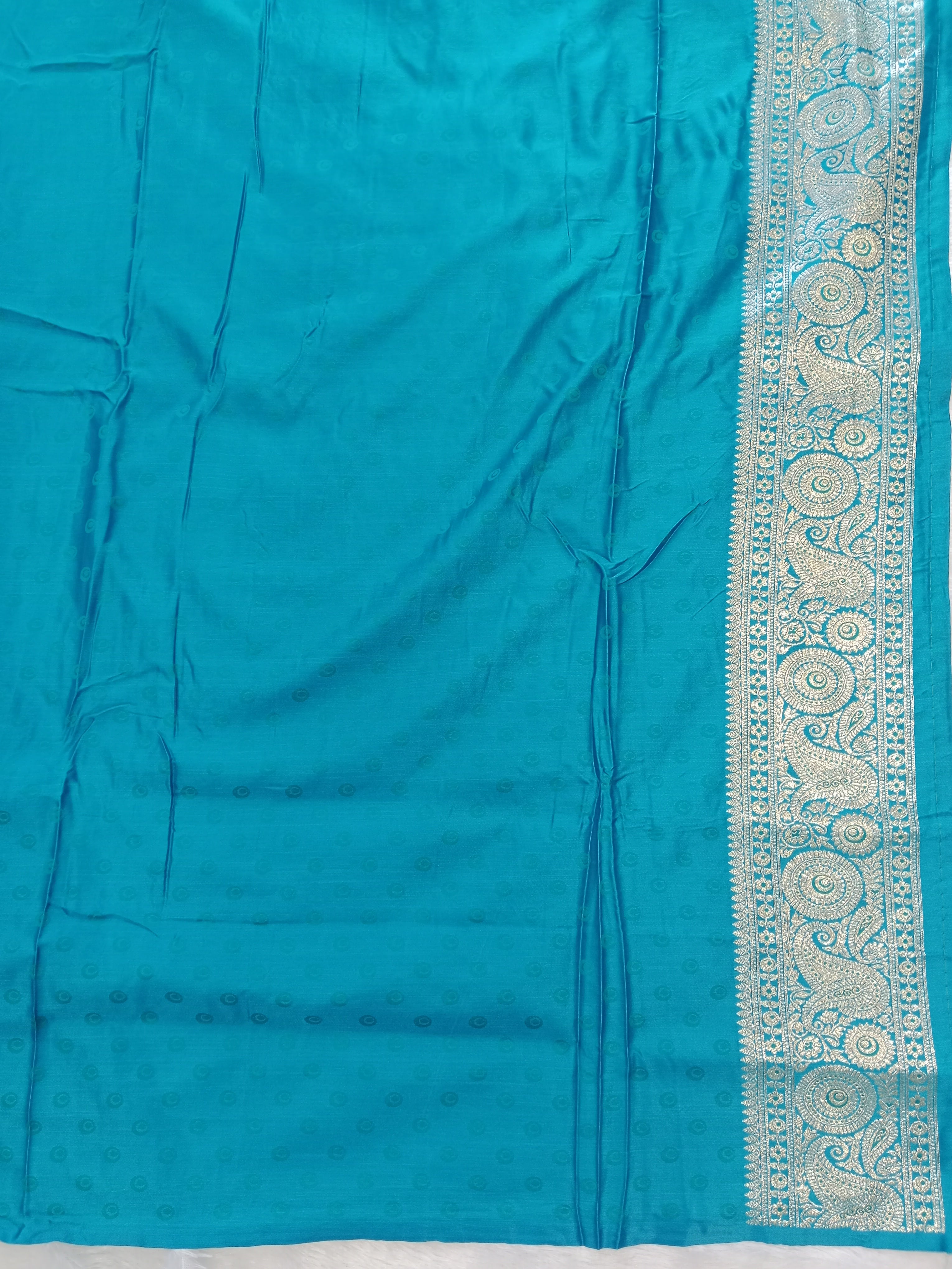FIROZI BLUE  GOLD BANARASI SILK SAREE