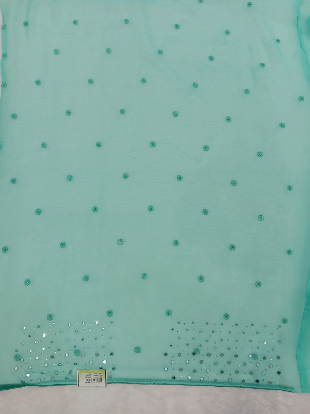 AQUA BLUE GEORGETTE SAREE WITH ALL- OVER SEQUIN WORK