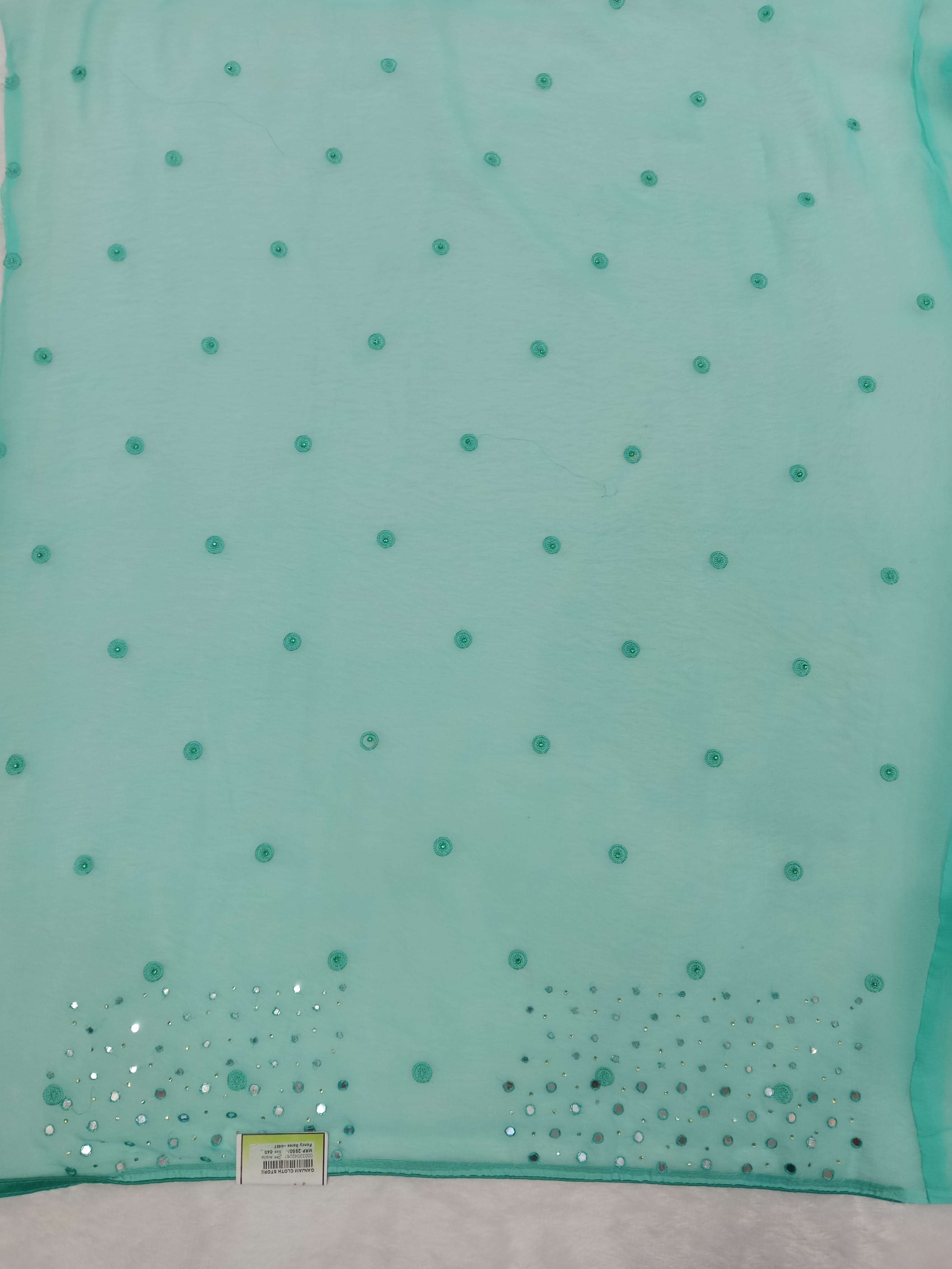 AQUA BLUE GEORGETTE SAREE WITH ALL- OVER SEQUIN WORK