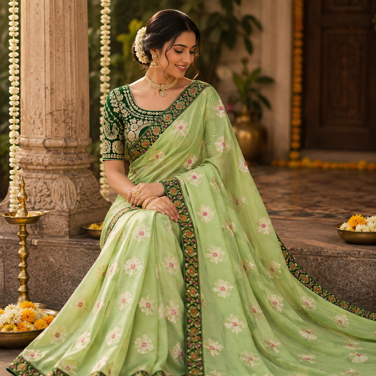 PISTA GREEN SAREE