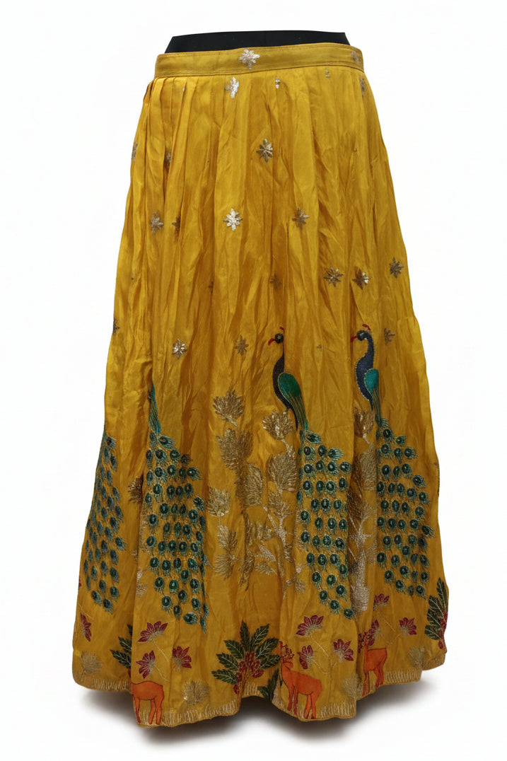 SUNSHINE YELLOW LEHENGA WITH PEACOCK+ FLORAL EMBROIDERY